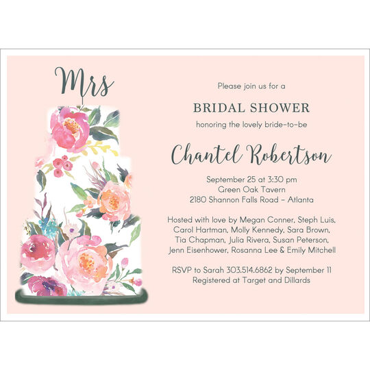 Future Mrs. Floral Cake Invitations